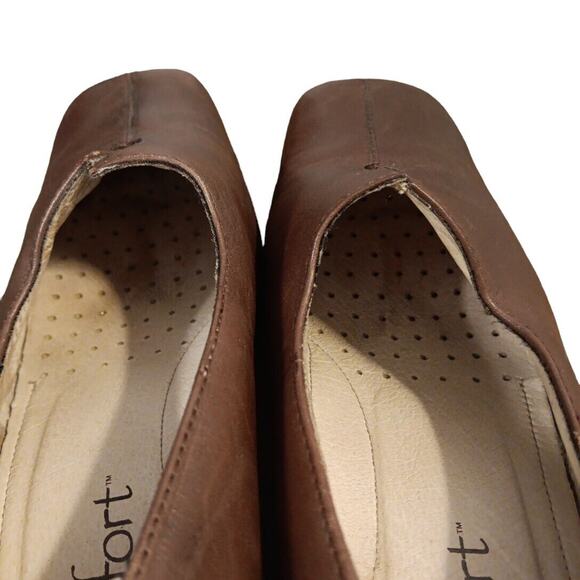 Strictly Comfort Women's 8W Brown Leather Slip-On Shoe Square Toe Block Heel - Picture 9 of 12